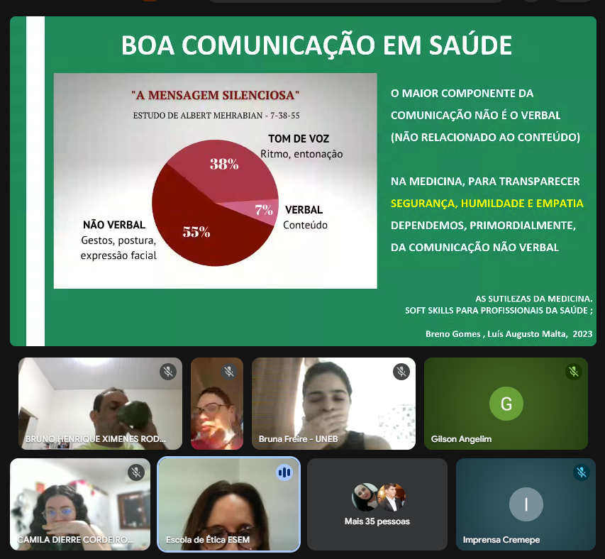 Cremepe promove aula online de ética médica para concluintes da Estácio, Afya e Unifacisa