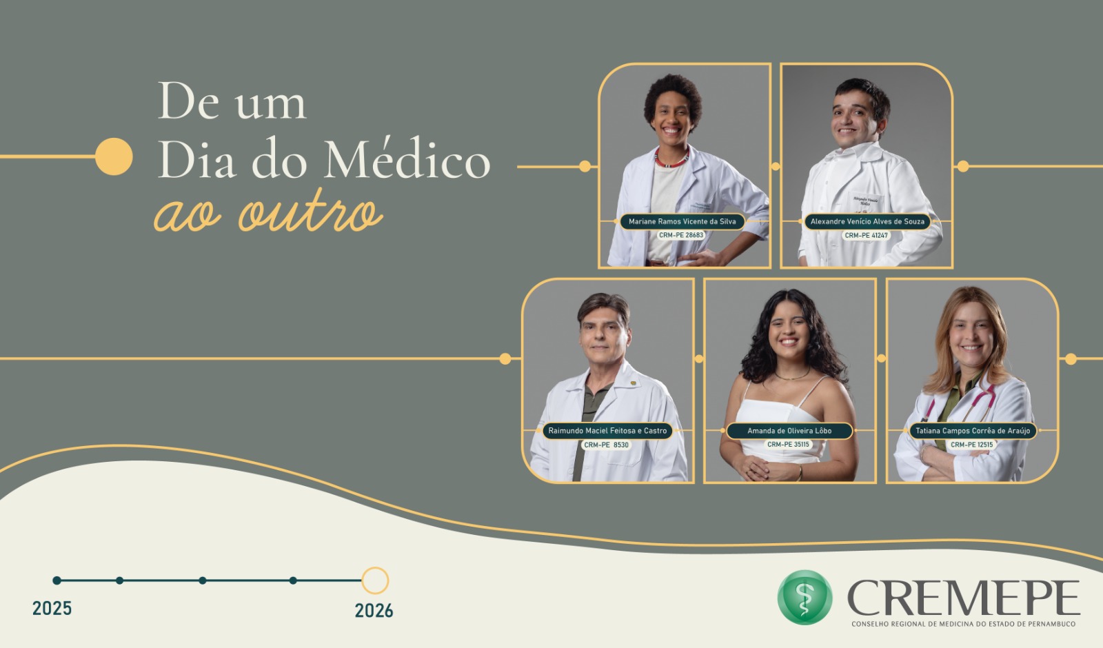 Um ano, cinco histórias: Cremepe celebra o Dia do Médico a partir das transformações vividas por profissionais pernambucanos